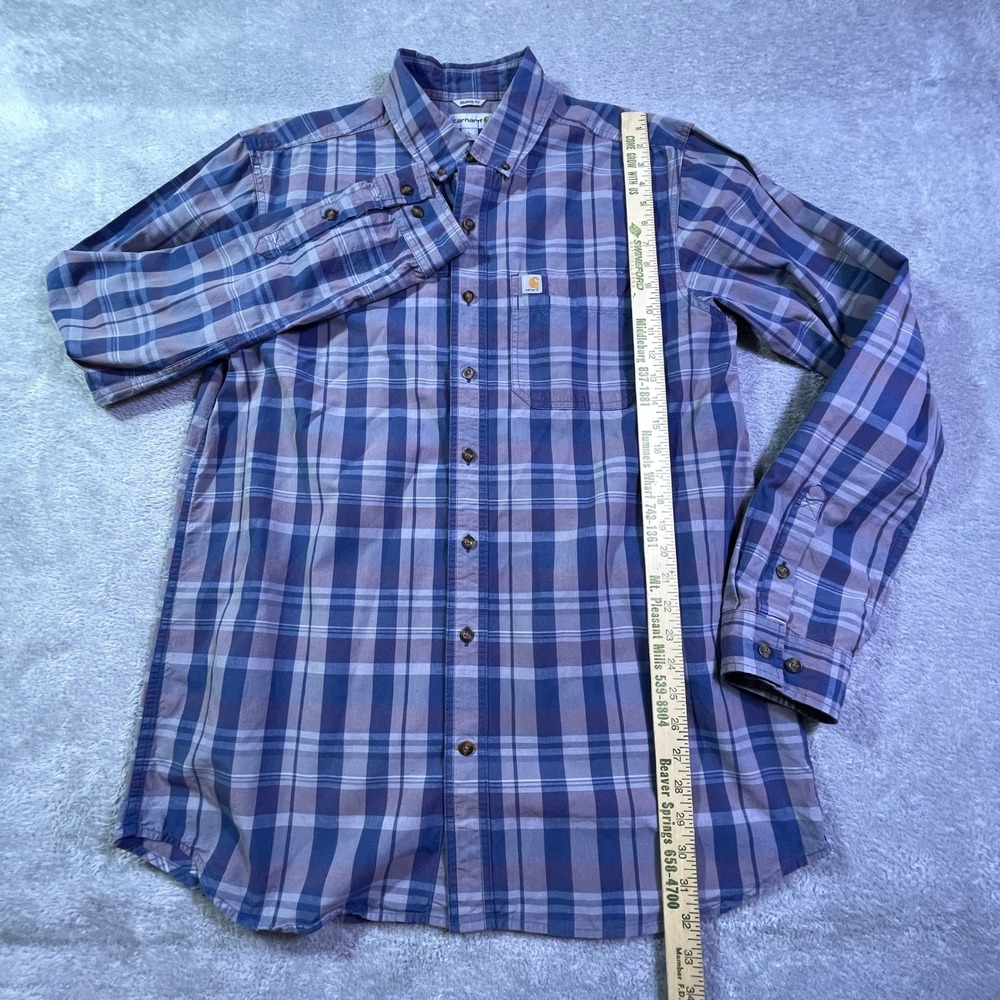 Carhartt Men's Relaxed Fit Tall Long Sleeve Plaid Button Up Shirt‎ L - Picture 2 of 14